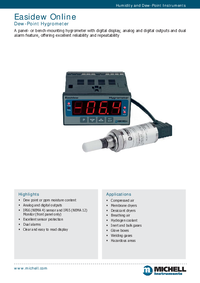 Thumbnail of document Data Sheet - EA2/34-OL-HYG Online Dew Point Hygrometer